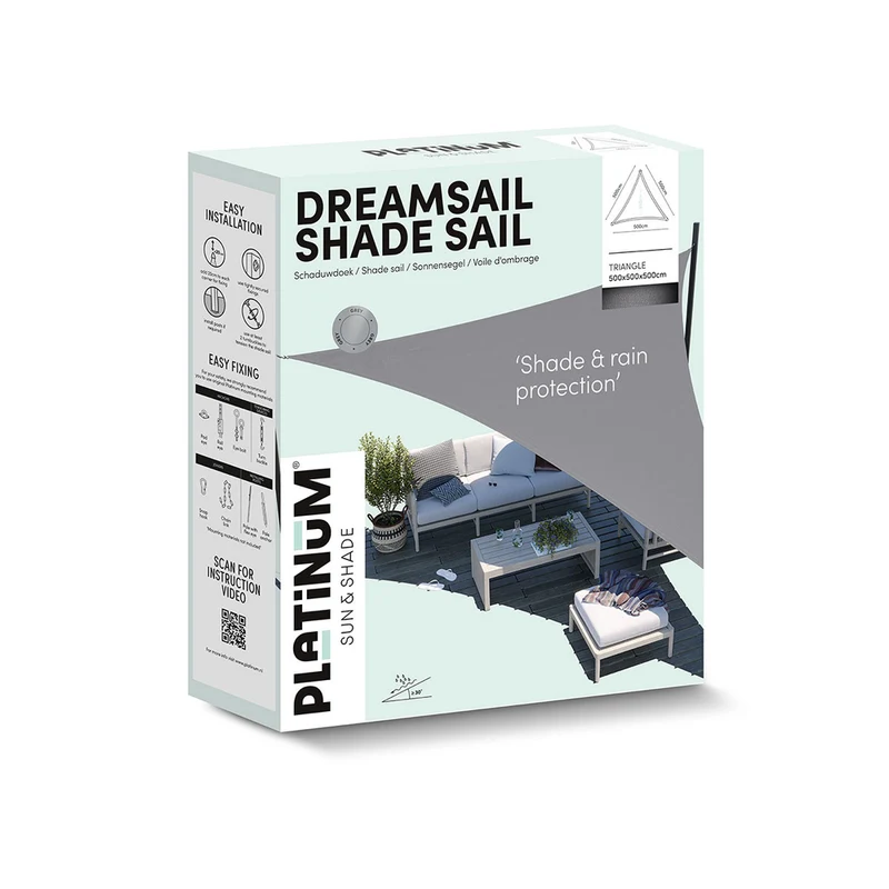 Platinum Sun & Shade Dreamsail schaduwdoek driehoek, 500x500x500cm, Antraciet