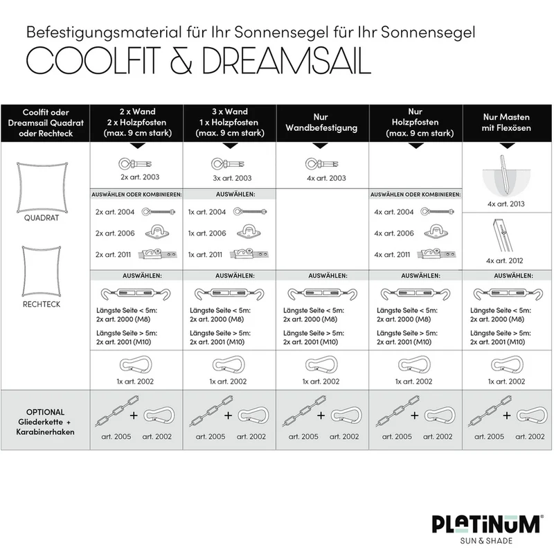 Platinum Sun & Shade Coolfit schaduwdoek vierkant, 500x500cm, Greige