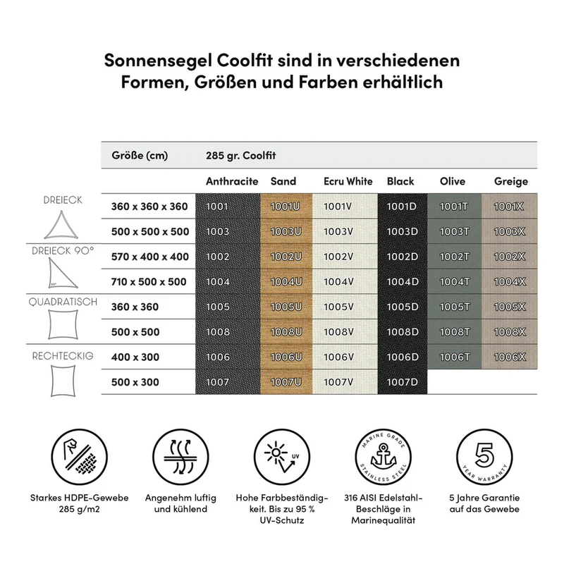 Platinum Sun & Shade Dreamsail schaduwdoek vierkant, 400x400cm, Grijs