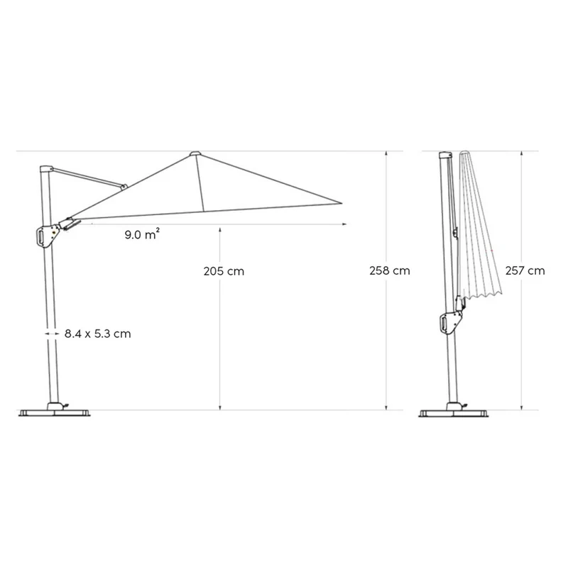Platinum Sun & Shade zweefparasol Nexus T² Premium 300x300 Havana