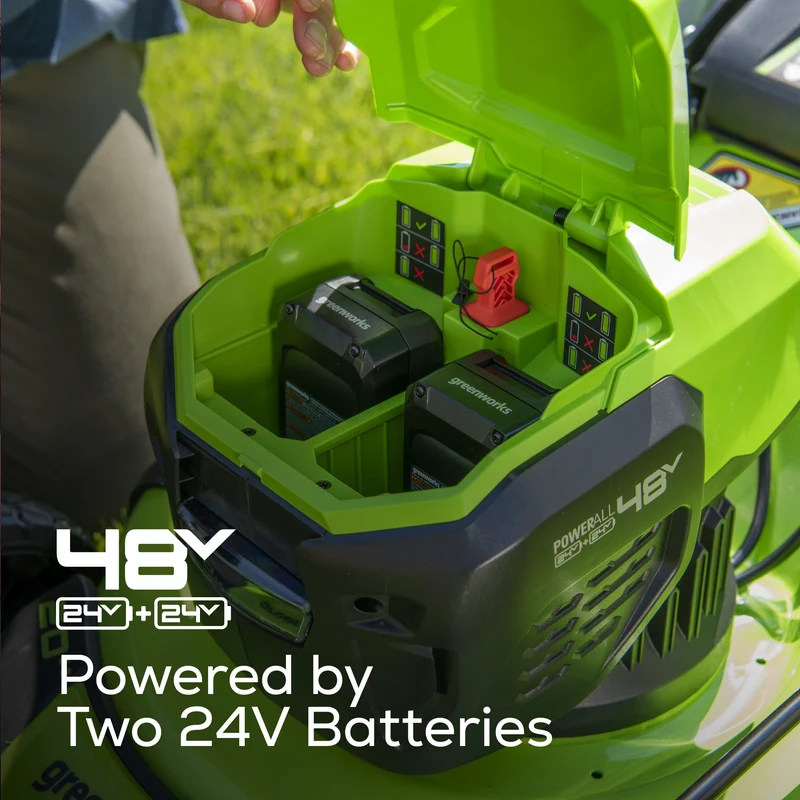 48V (24V x 2) 20" Cordless Battery Push Mower: (2) 4.0 Ah USB Batteries and Dual-Port Rapid Charger, LM2002