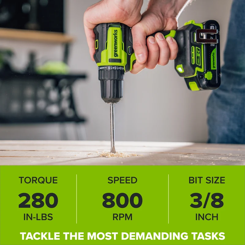 24V Cordless 280 in-lbs Drill/Driver Power Tool 10PC Combo Kit: (3) 2.0 Ah USB-C Batteries, (2) 30W USB-C Charger Block, and (2) 3' 100W USB-C Cable
