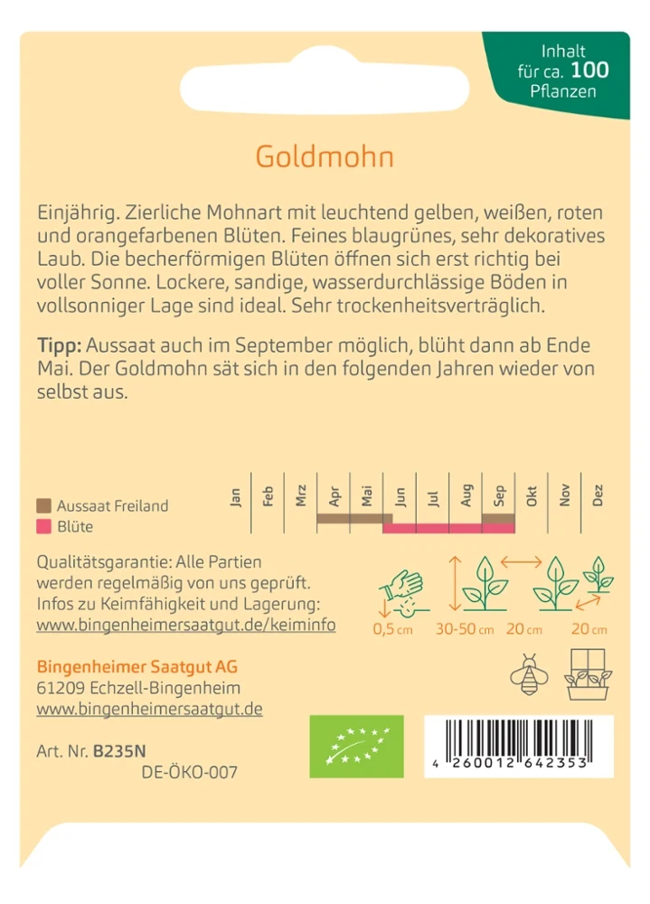 BIO Saatgut Goldmohn