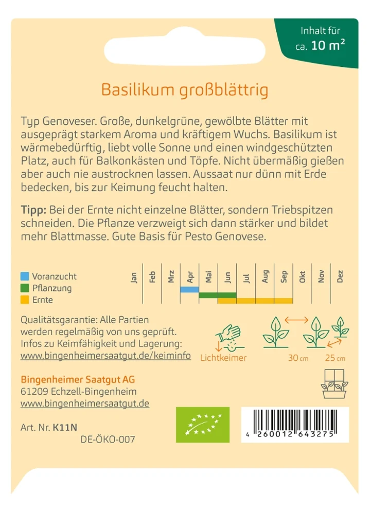 BIO Saatgut Basilikum großblättrig