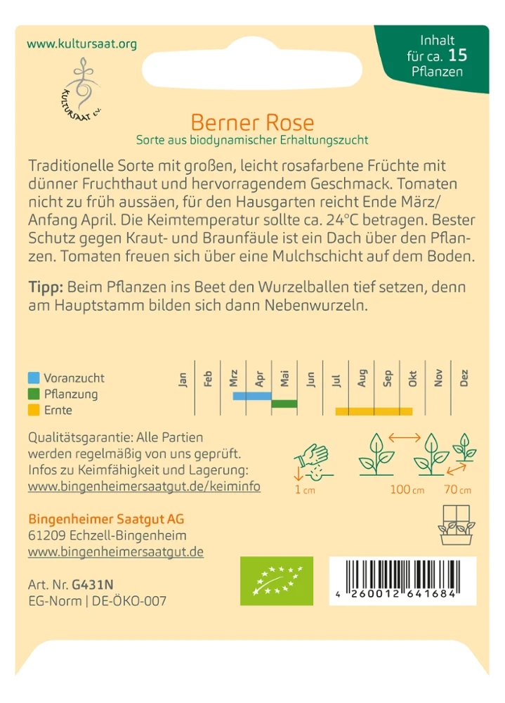 BIO Saatgut Tomate Berner Rose