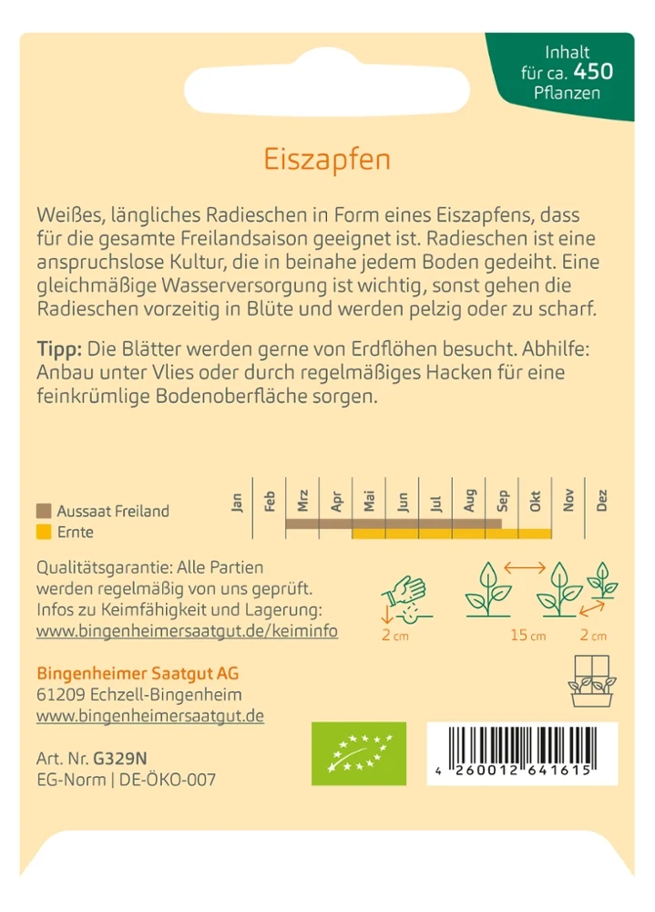 BIO Saatgut Radies Eiszapfen