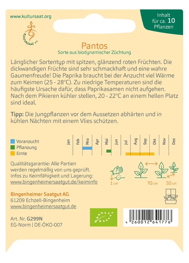 BIO Saatgut Paprika Pantos
