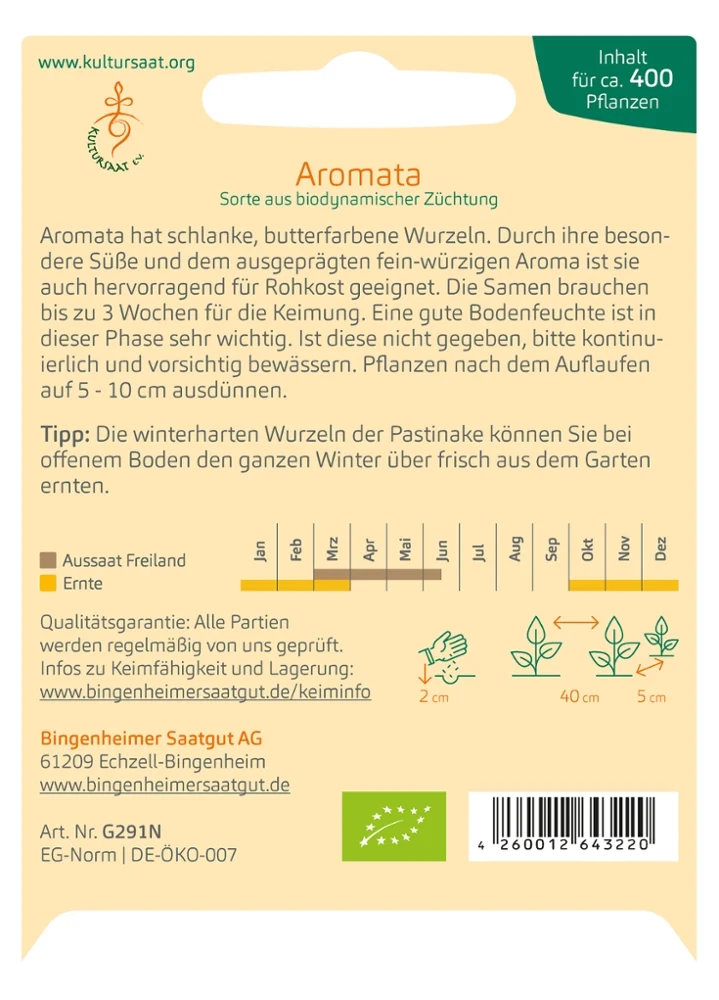 BIO Saatgut Pastinaken Aromata