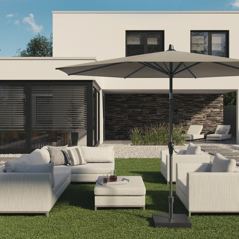 Platinum Sun & Shade parasol Riva Teak look ø250 Ecru