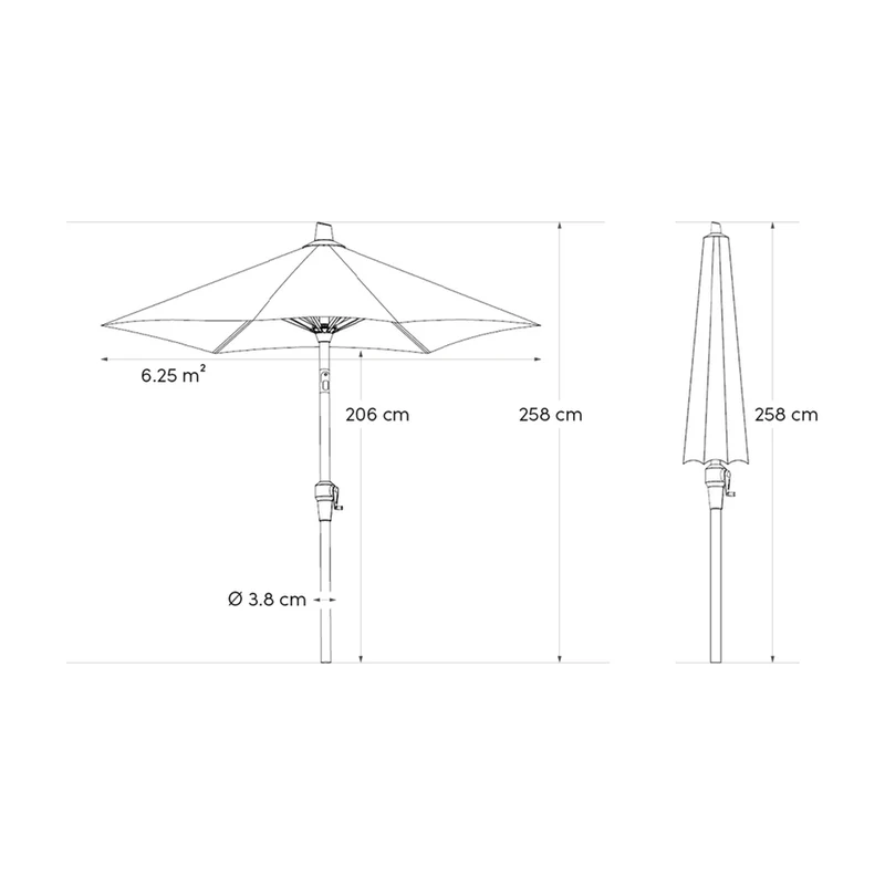 Platinum Sun & Shade parasol Riva 250x250 lichtgrijs