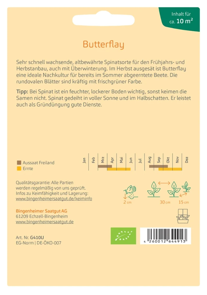 BIO Saatgut Spinat Butterflay