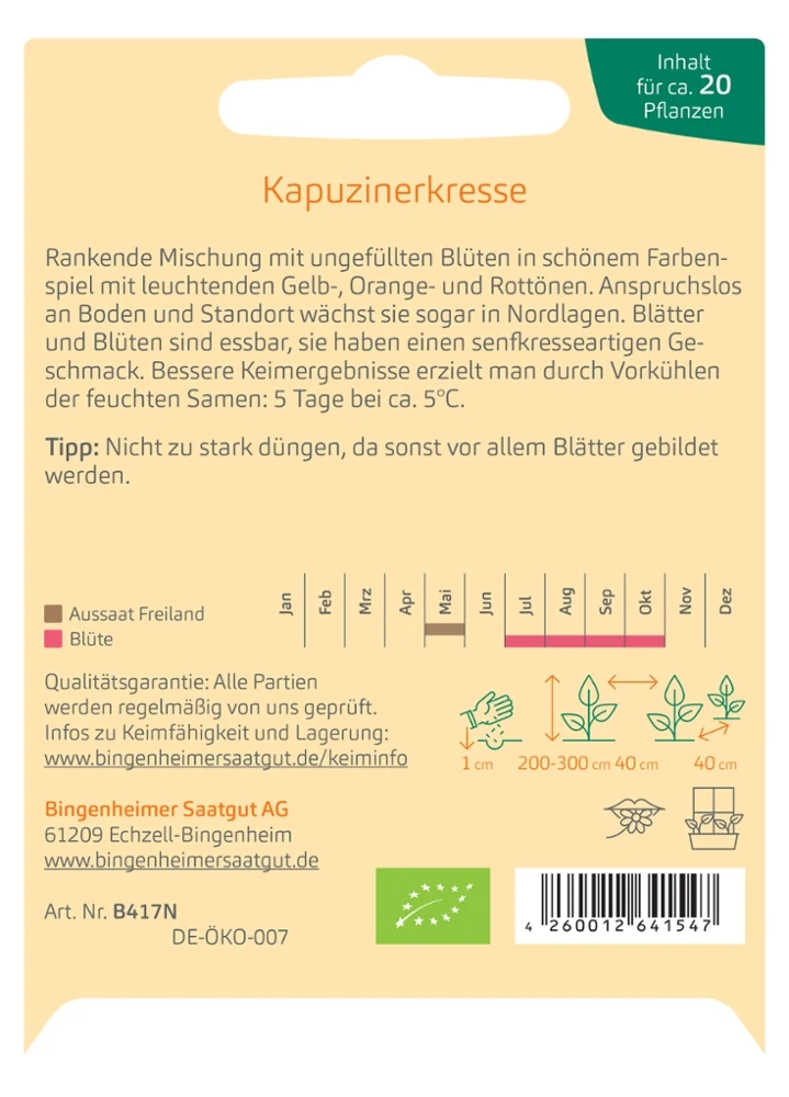 BIO Saatgut Kapuzinerkresse rankend
