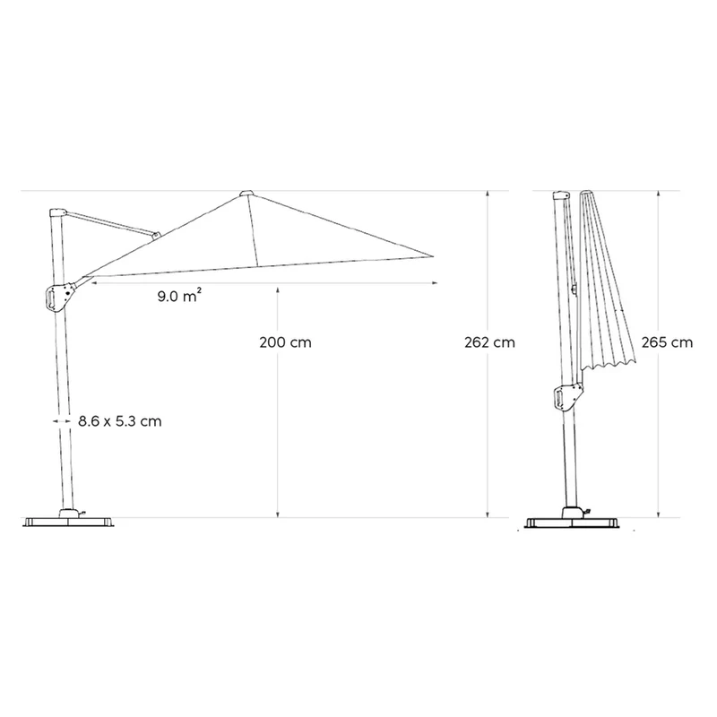 Platinum Sun & Shade zweefparasol Challenger T¹ premium 300x300 Havana