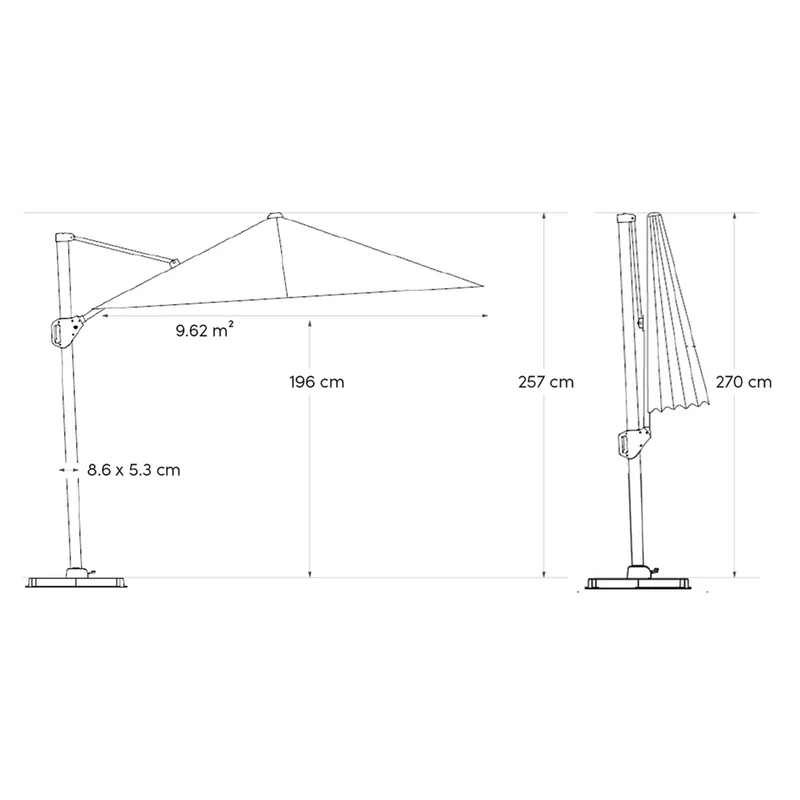 Platinum Sun & Shade zweefparasol Challenger T¹ ø350 antraciet