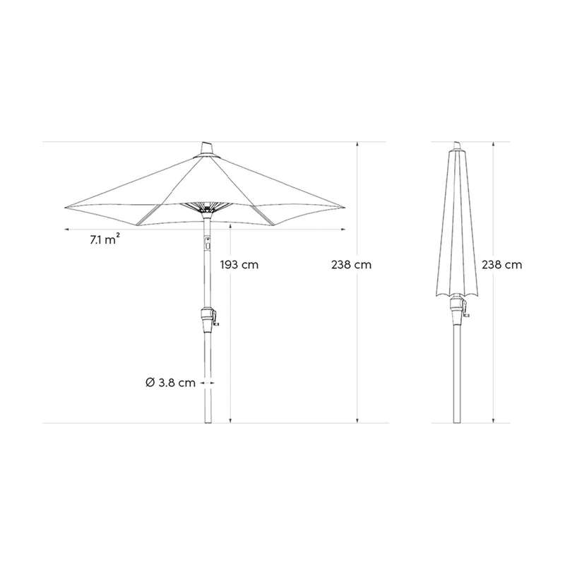 Platinum Sun & Shade parasol Riva ø300 lichtgrijs