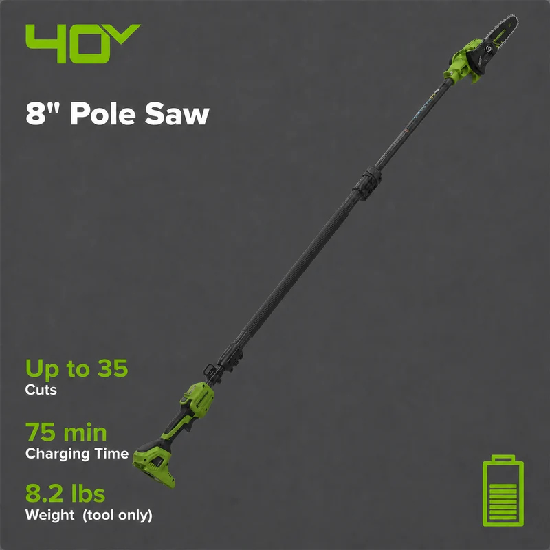 40V 8" Cordless Battery Telescope Pole Saw (Tool Only)
