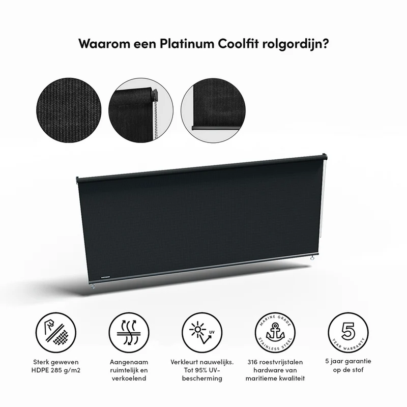 Platinum Sun & Shade Coolfit rolgordijn, B296xL240cm, Zwart
