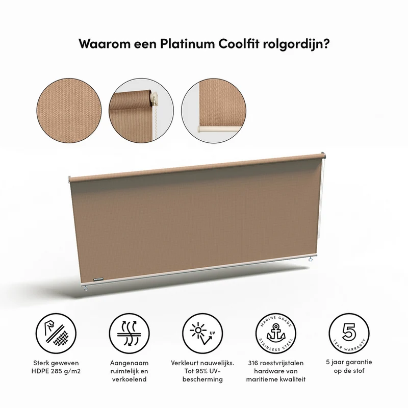 Platinum Sun & Shade Coolfit rolgordijn, B248xL240cm, Zand