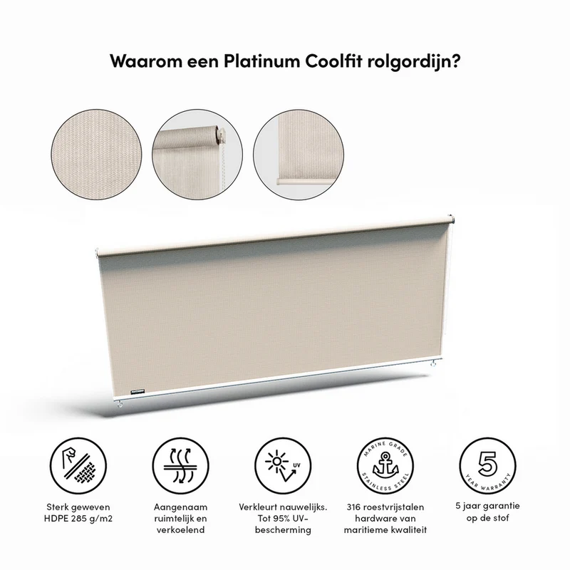 Platinum Sun & Shade Coolfit rolgordijn, B198xL240cm, Greige