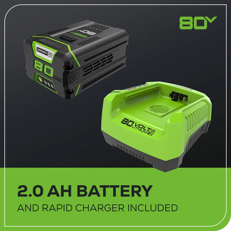 80V 10" Gen2 Cordless Battery Pole Saw: 2.0 Ah Battery and Rapid Charger