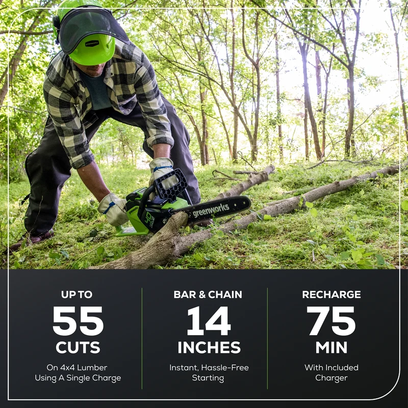 40V 14" Cordless Battery 1.5kW Chainsaw w/ 2.5 Ah Battery & Charger