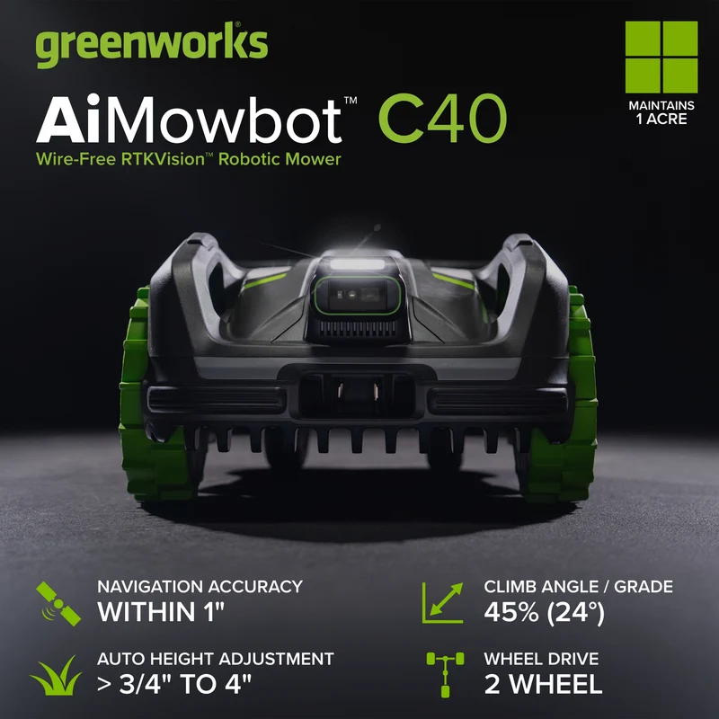 AiMowbot Wire-Free RTKVision Robotic Mower C40 | 1 Acre