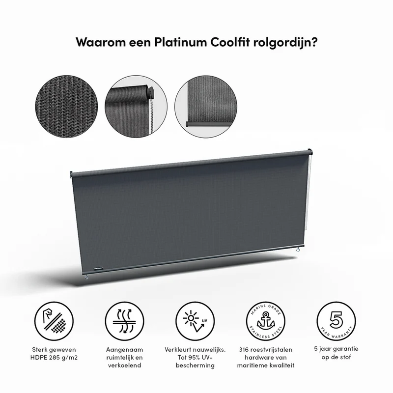 Platinum Sun & Shade Coolfit rolgordijn, B148xL240cm, Antraciet
