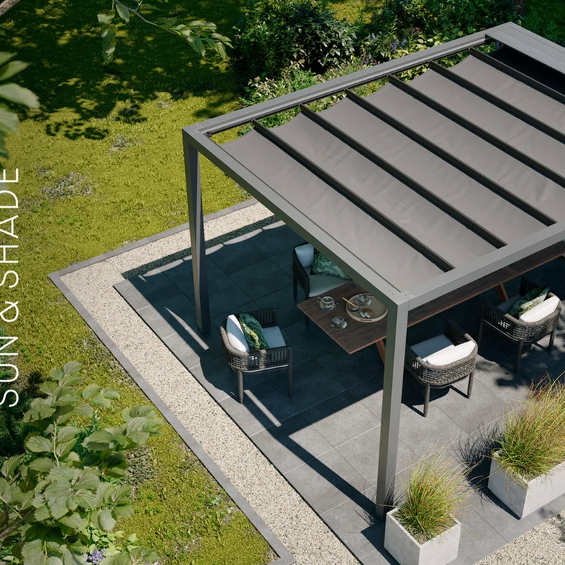 Platinum Sun & Shade Prosail waterproof harmonica schaduwdoek, B297xL297cm, Antraciet
