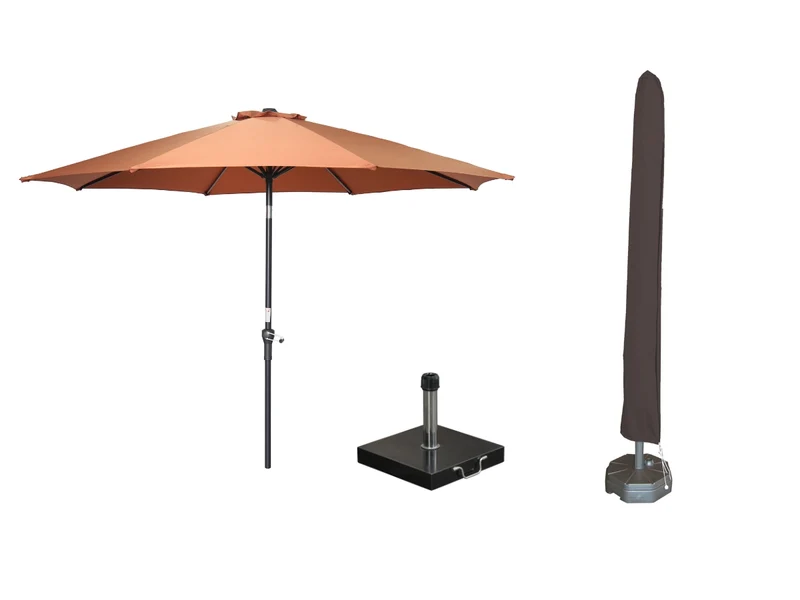 Garden Impressions Lotus parasolset Ø300 cm koper met voet en hoes