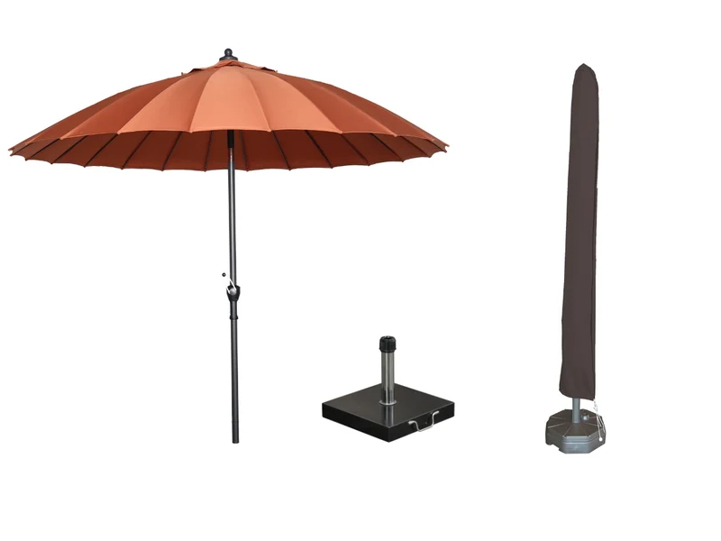 Garden Impressions Manilla parasolset koper met voet 30 kg en hoes