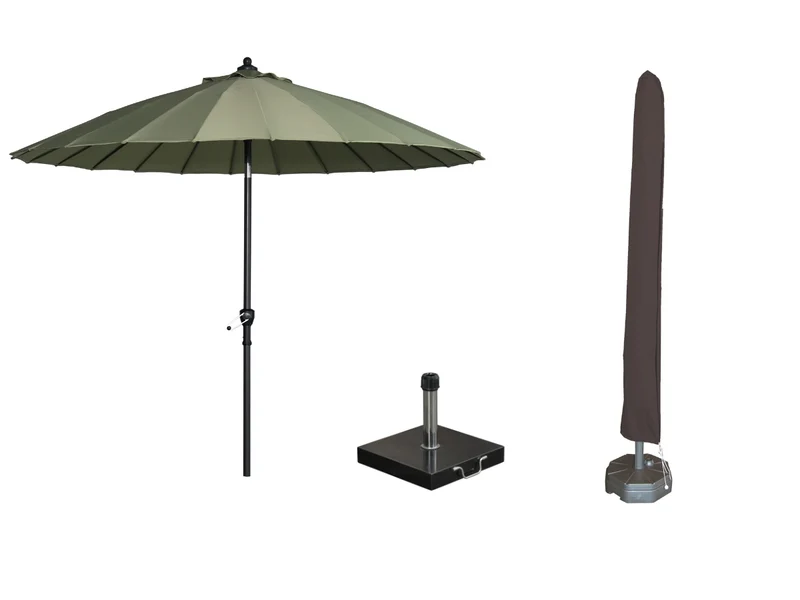 Garden Impressions Manilla parasolset olijf met voet 30 kg en hoes