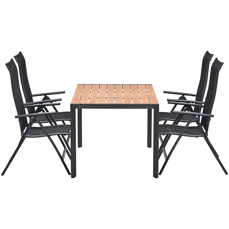 Garden Impressions Limone stoel 4 stuks + Felini tafel 160 cm – 5-delige aluminium tuinset
