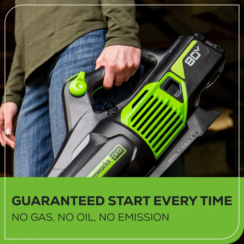 RENEWED 80V 730 CFM Cordless Battery Leaf Blower, Extra Shoulder Strap: 2.5 Ah Battery and Rapid Charger