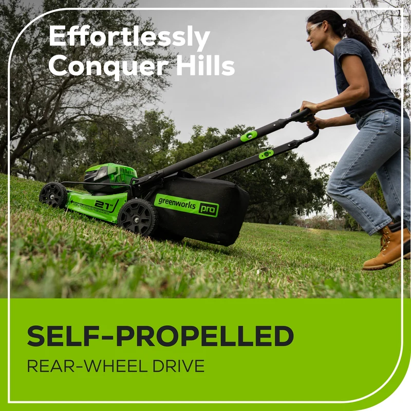 OPEN BOX 80V 21" Cordless Battery 4-in-1 Self-Propelled Lawn Mower: 4.0 Ah: 2.0 Ah Battery and Rapid Charger, LM2118S