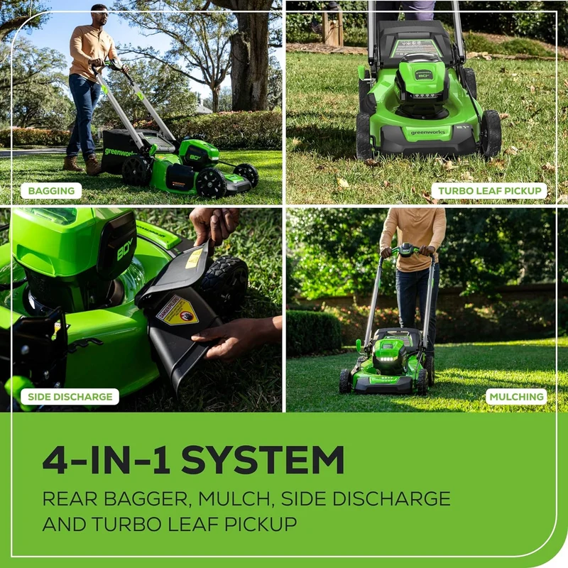 OPEN BOX 80V 21" Cordless Battery 4-in-1 Self-Propelled Lawn Mower: 4.0 Ah Battery and Charger, LM2108S