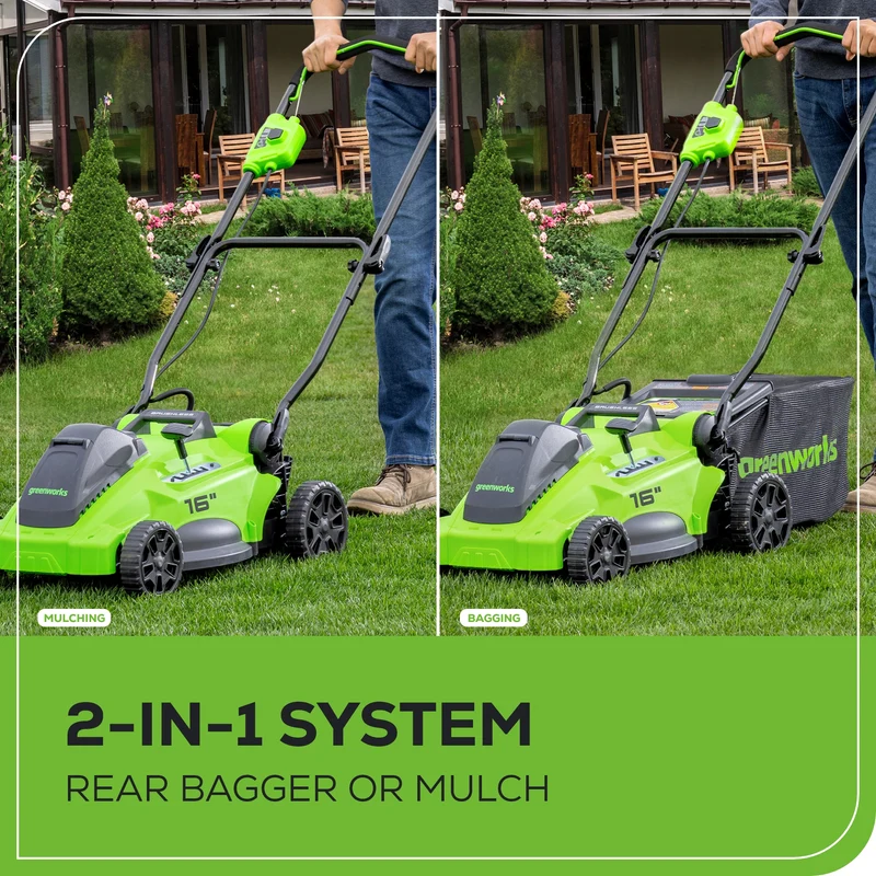 OPEN BOX 40V 16" Cordless Battery Brushless Push Lawn Mower: 4.0 Ah Battery and Charger, LM1624