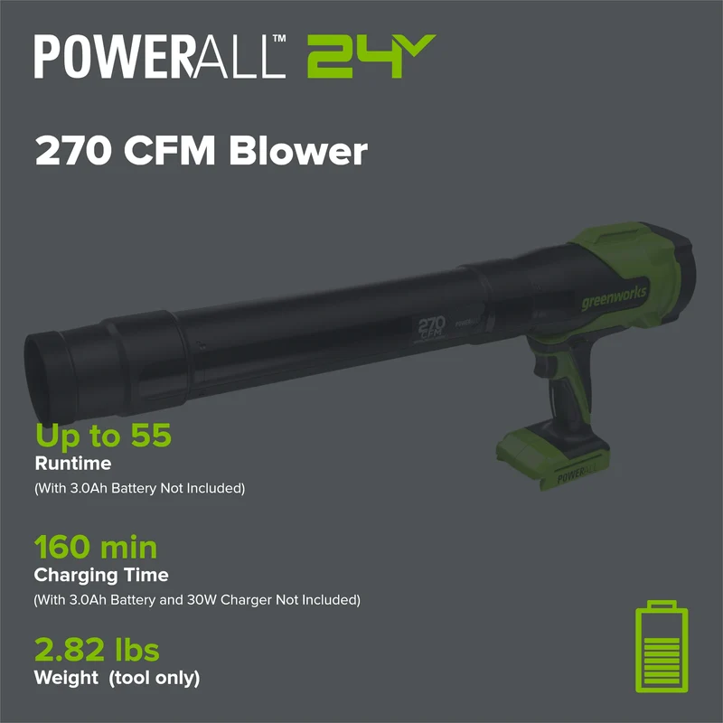 24V 270 CFM Cordless Battery Brushless Blower (Tool Only)