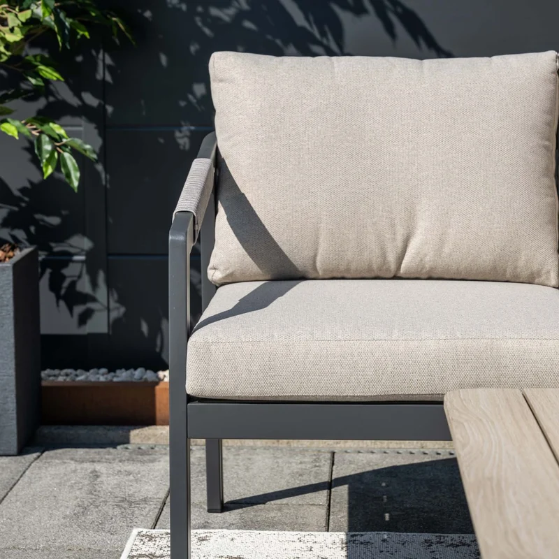 Garden Impressions Terni aluminium lounge hoekset - carbon black - desert sand