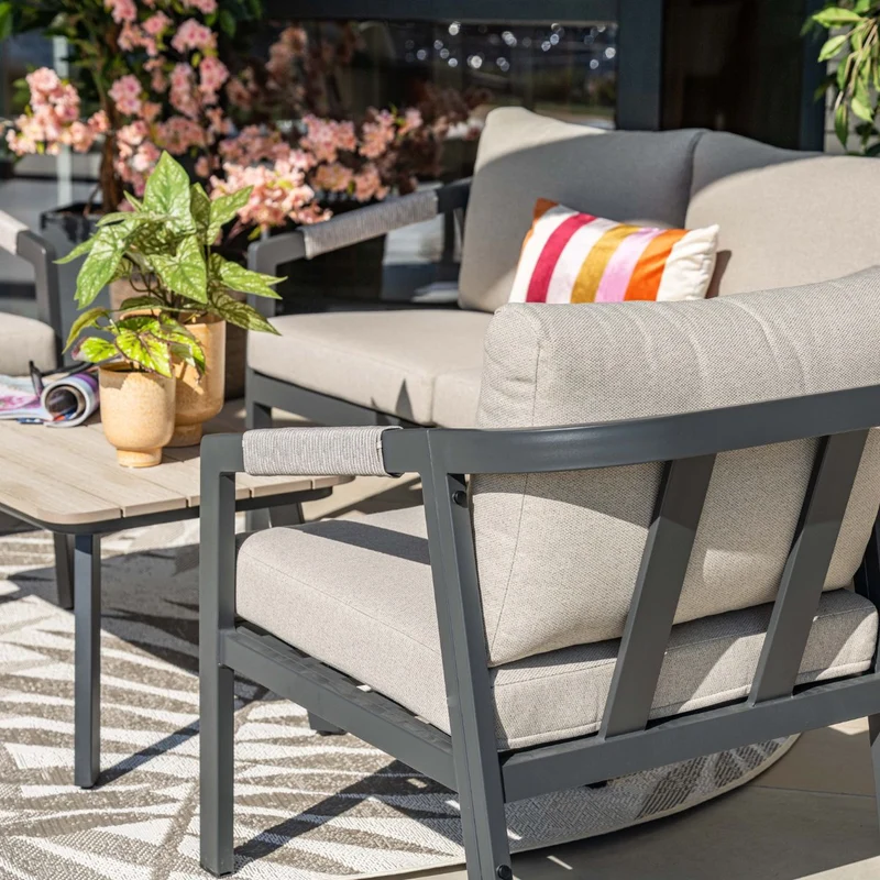 Garden Impressions Terni aluminium lounge sofa set - carbon black - desert sand
