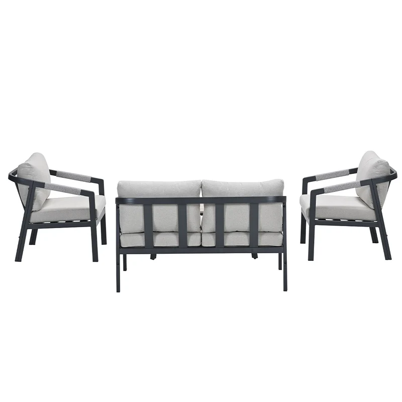 Garden Impressions Terni aluminium lounge sofa set - carbon black - desert sand