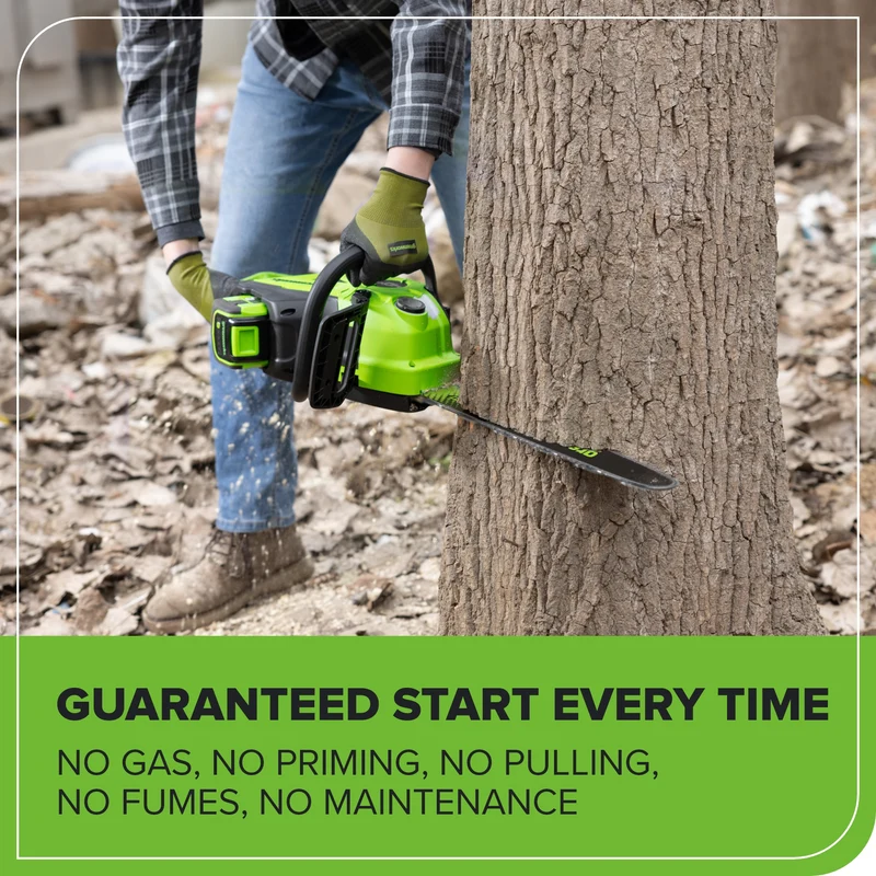 40V 18" Cordless Battery 2.0 kW Chainsaw: 5.0 Ah Battery and 5A Charger