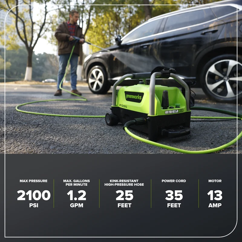 2100 PSI 1.2 GPM Portable Cold Water Electric Pressure Washer
