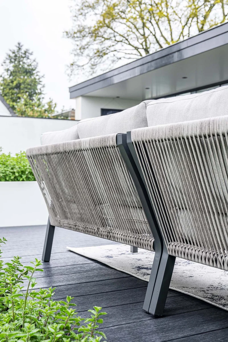 Lounge-diningset Monti - zwart - 7-persoons - aluminium - Garden Impressions