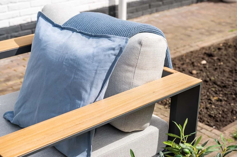 Levanto 5-persoons loungeset - aluminium - teaklook accent - Garden Impressions