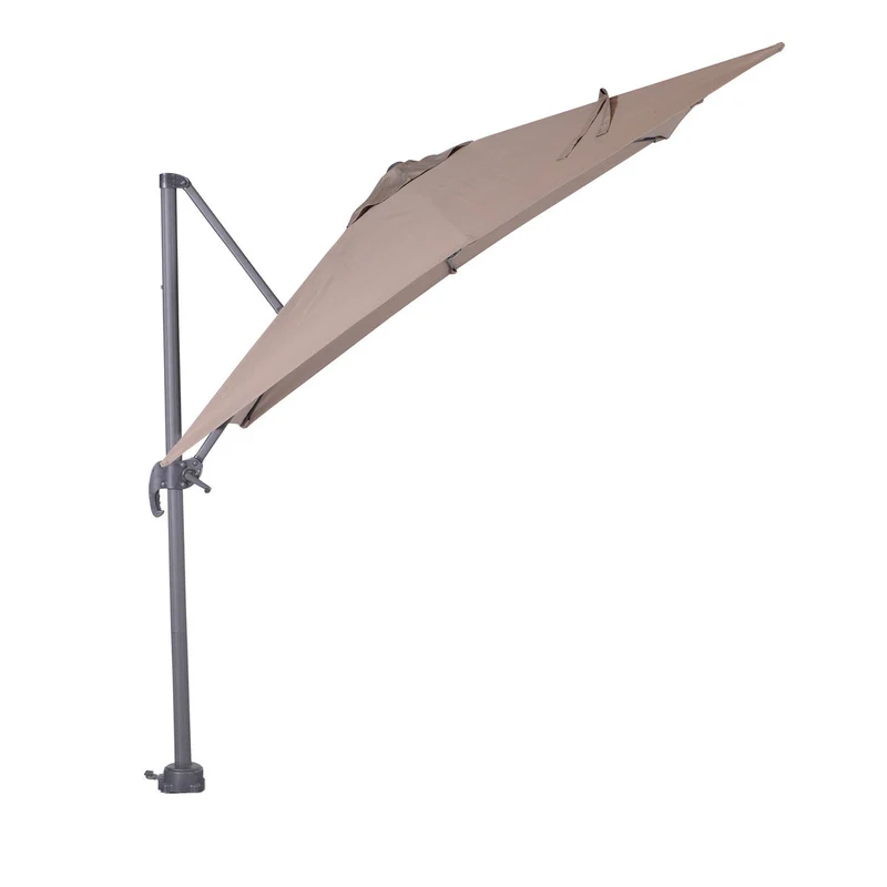 Garden Impressions Hawaii S zweefparasol vierkant 250x250 cm taupe met granieten voet 60 kg en hoes – complete set