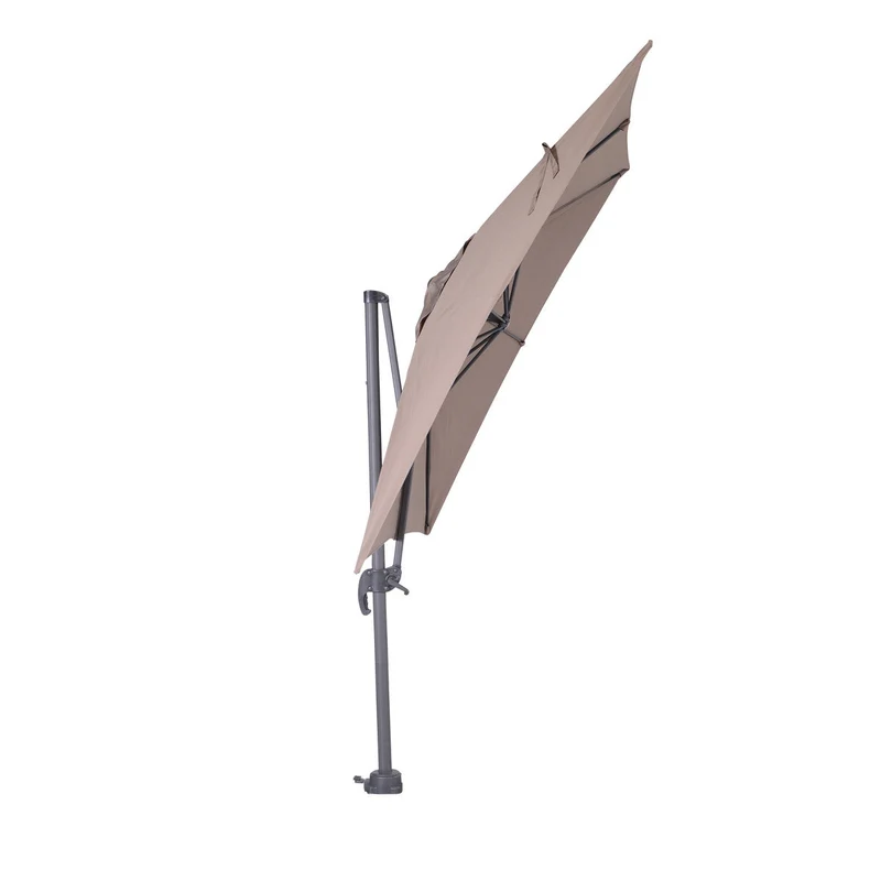 Garden Impressions Hawaii S zweefparasol vierkant 250x250 cm taupe met granieten voet 60 kg en hoes – complete set