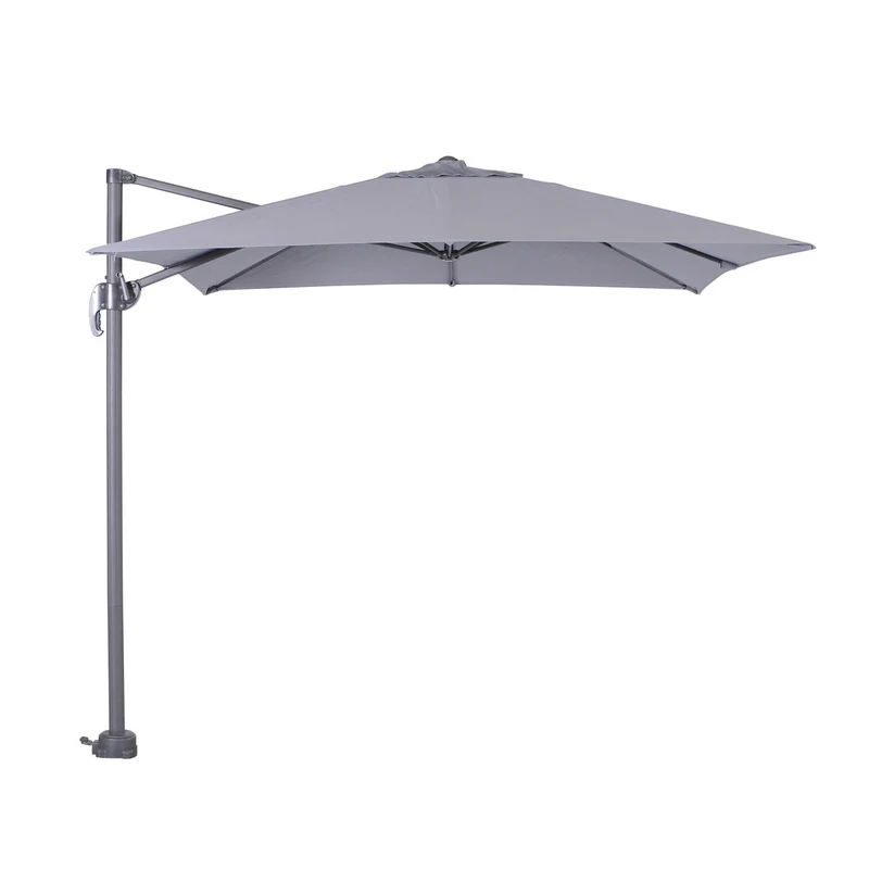 Garden Impressions Hawaii S zweefparasol vierkant 250x250 cm lichtgrijs met granieten voet 60 kg en hoes – complete set