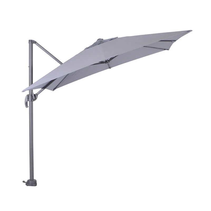 Garden Impressions Hawaii S zweefparasol vierkant 250x250 cm lichtgrijs met granieten voet 60 kg en hoes – complete set