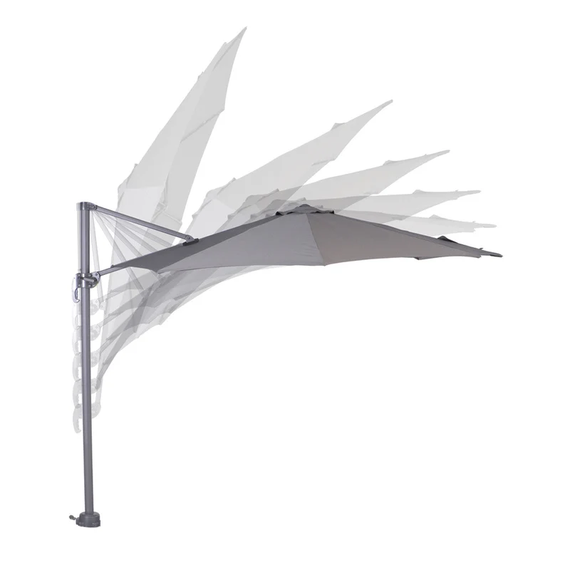 Garden Impressions Hawaii S zweefparasol rond 300 cm donkergrijs met granieten voet 60 kg en hoes – complete set