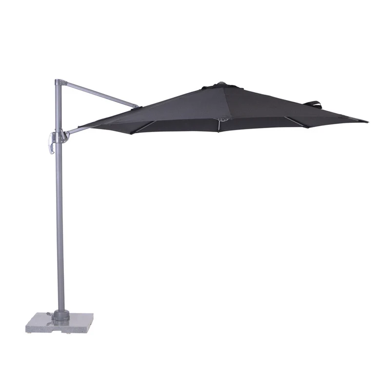 Garden Impressions Hawaii S zweefparasol rond 300 cm zwart met granieten voet 60 kg en hoes – complete set